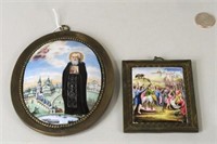 Two Russian Framed Enameled Religious Plaques