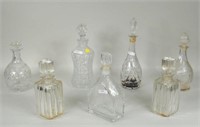 Group 7 Clear Glass Cut, Pressed & Blown Decanters