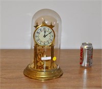 German Brass Anniversary Clock, Enamel Dial