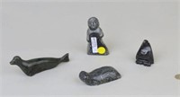 Group Three Carved & Signed Inuit Figures