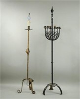 Gilt Wrought Iron Floor Lamp, 6 Light Candle Stand
