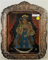 Cuzco School "Madonna & Child" Oil, Gilt On Canvas