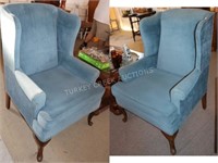 PR BLUE WING BACK CHAIRS IN EXCELLENT CONDITION