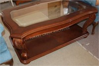 2 TIERED COFFEE TABLE W/ ACANTHUS LEGS, GLASS