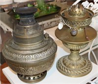 2 OLD METAL OIL LAMPS INC. "THE PITTSBURGH"