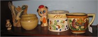 Vintage glassware items including hand painted