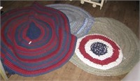 (4) Hand made fabric crocheted rugs of various