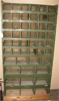 Antique wood/organizer unit with (49) Pigeon