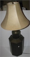 Vintage electric table lamp with metal base and