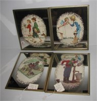 (4) Norman Rockwell framed mirrors. Measure 8" x