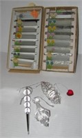 (16) Glass place cards in original box and (3)