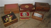 (6) Vintage wood jewelry boxes of various sizes.