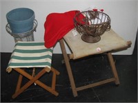 (2) Folding camping chairs, Christmas stockings,