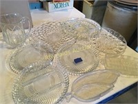 Serving trays, relish trays, egg tray, glass pitcr