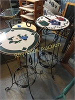 (2) Iron Plant Stands w/ceramic tops