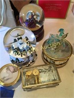 music boxes, water globes