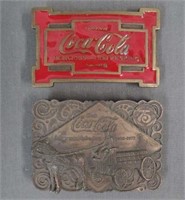 2 1976 Coca Cola Bergamot Brass Belt Buckles