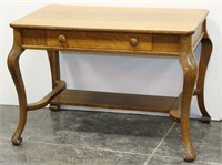 Antique Tiger Oak Library Table/ Desk w/ Drawer