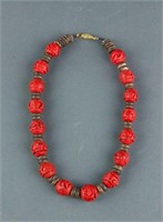 Chinese Red Lacquer Necklace