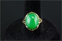 Chinese Fine 18k Green Jade Ring