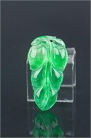 Chinese Green Jadeite Leaf Pendant