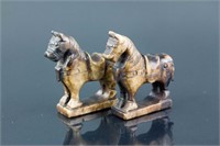 Pair Chinese Hardstone Carved Horse