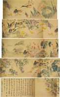 Liang Qi Chinese Watercolour on Long Hand Scroll