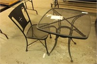 BLK METAL PATIO TABLE AND CHAIR (AAC FOR