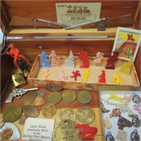Cedar Box with Western Cracker Jack Charms & more!