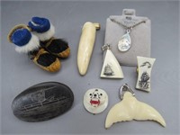 Collection of Alaskan Bone & Scrimshaw Jewelry