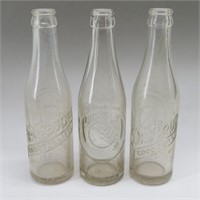 (3) Vintage Dr. Pepper "10-2-4" Glass Soda Bottles