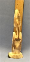 7" whale totem out of fossilized ivory with inset