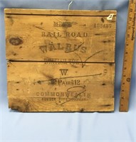 A partial old wooden box made to hang on a wall, R