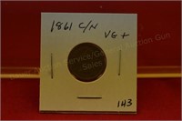 1861 C/N Indian Head Cent  VG+