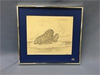 Matted and framed picture of an ink drawing by Fra