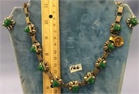 19" sterling silver and jade necklace          (a