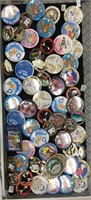 A large lot of Fur Rondy buttons and pins with var
