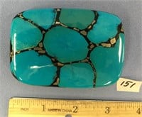 3.5" x 2.5" turquoise belt buckle by Carlos Ivy