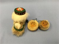 Pin cushion made in the style of a mukluk with var