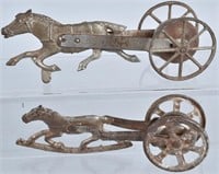 2- CAST IRON HORSE DRAWN BELL TOYS