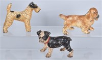 3-HUBLEY DOG CAST IRON DOORSTOPS