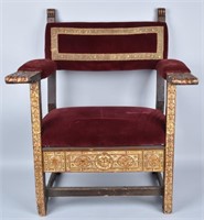 17th CENTURY CARVED WIDE SEAT CHAIR