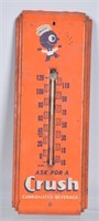 ORANGE CRUSH, "CRUSHY", TIN THERMOMETER