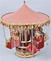 FRENCH CLOCK WORK MUSIC BOX DOLL CAROUSEL