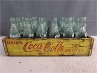1964 Coca Cola Wood Crate w/ 1960's Coke Bottles