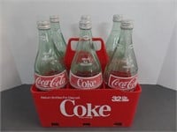 1970's Coca Cola Plastic 32oz. Carrier and Bottles