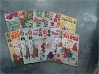 13 comic books, 12 cent--Sad Sack, Action Comics,