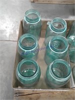 6, blue quart canning jars
