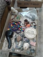MIsc--rocks, beads, crystals, pipes, etc