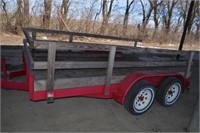 2016 12' Tandem Axle Stake Pocket Bed Trailer